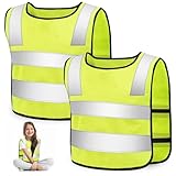 Kaiyingxin® 2 Warnweste Kinder Sicherheitsweste Gelb Stark Sichtbar - Atmungsaktiv -...