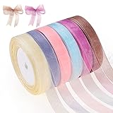 HIFOT Geschenkband Organza Stoff Schleifenband 6 Rollen, Geschenkbänder Satinband für...