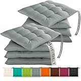 Gräfenstayn® 8er-Set Sitzkissen 40x40x3cm mit Haltebändern für Indoor und Outdoor mit...