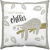 H:)PPY life Kissen Motiv Faultier | Zierkissen, Baumwolle, lustiges Kissen, 40 cm x 40 cm...