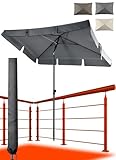 4smile Sonnenschirm Balkon SunnyShade, 200 x 125 cm, Anthrazit - UPF 50+ Sonnenschirm...