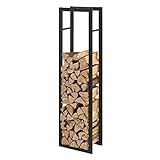 [en.casa] Kaminholzregal Täby Brennholzregal innen außen Metall 40 x 25 x 150 cm...