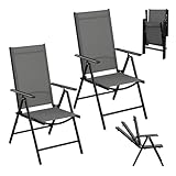 eSituro 2er Gartenstuhl Hochlehner Klappbar 7-Fach Verstellbare Rückenlehne Klappstühle...