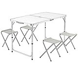 Casaria Campingtisch Klapptisch Höhenverstellbar 4 Stühle Klappbar Griff...