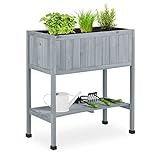Relaxdays Hochbeet Holz, Pflanzbeet auf Stelzen, HBT: 80,5 x 74 x 38 cm, Garten, Balkon &...