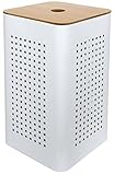 Gelco 707540 White Wäschekorb Metall/Holz Weiß 32 x 32 x 54 cm