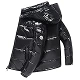 Männer gesteppte Padded Shiny Puffer Blase Thick-Jacken-Mantel, Metallisch glänzende...