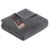 Ibena Porto Decke 150x200 cm – Baumwollmix weich, warm & waschbar, Kuscheldecke grau...