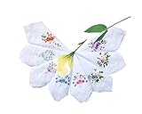 Lacs Taschentücher für Damen, bestickt, Blumenmuster, Baumwolle, Spitze, Weiß,...