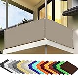 Balkon Sichtschutz mit Ösen 125 x 250 cm 100% Privatsphäre Balkonbespannung...