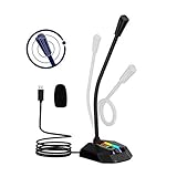 USB Mikrofon für Computer mit LED RGB,PC USB-Tisch-Gaming-Mikrofon mit...