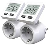 revolt Energiemessgerät: 2er-Set Digitale Energiekostenmesser, 180° drehbares...