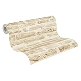 A.S. Création Best of Wood`n Stone Vliestapete mit Steinmotiv 0,53 x 10,05 m – Creme,...