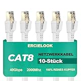 Ercielook Lan Kabel 0,5m-10 Stück - Hochgeschwindigkeits-Cat8-Netzwerkkabel...