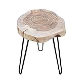 invicta INTERIOR Massiver Beistelltisch GOA Hocker Baumstamm Scheibe Akazie rund...