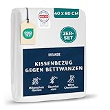 Dreamzie - 2er-Set Milbenbezug Kissenschoner 40x80 - Allergiker Bettwäsche - Milbenbezug...