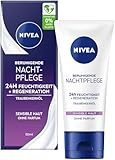 NIVEA Beruhigende Nachtpflege 24h Feuchtigkeit + Regeneration, parfumfreie...