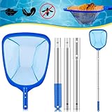 JSUEU Pool Kescher,Kescher Pool Feinmaschig 140 cm lang-Teichkescher mit Teleskopstange...