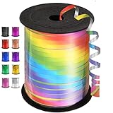 Geschenkband Bunt, 450 Meter/ 500 Yard Regenbogen Schleifenband, Glänzend Bunt...