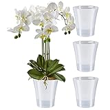 Santino 4er-Set Orchideentopf transparent mit selbstbewässerndem Dochtsystem -...