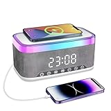 Radio wecker Digital mit Ladestation, 15W Fast Wireless Charger, Digitaler Radiowecker mit...