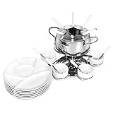 Ribelli Fondue Set 28-teilig Edelstahl 6X Gabel, Löffel, Teller, Schälchen...