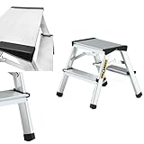 DRABEST Trittleiter Klapptritt Aluleiter Haushaltsleiter beidseitig begehbar 2 x 2 Stufen...