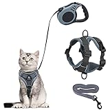 QKTYB Katzengeschirr und Katzenleine Set,Automatisch Einziehbare Hunde Leine mit Geschirr...