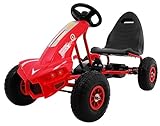 Champion Pedal-Gokart für Kinder ab 3 Jahren, Rot + Aufblasbare Reifen + Verstellbarer...