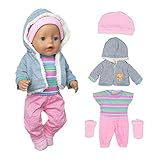 Puppenkleidung Puppenkleider Set mit Mantel Bluse Hosen Hut und Socken für 36-43 cm Baby...