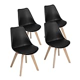 EGGREE 4er Set Esszimmerstühle mit Massivholz Buche Bein SGS Geprüfter, Retro Design...