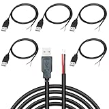 KARELLS USB Pigtail 5 Stück,2 adriges USB 2.0-Kabel,2-poliger blanker Draht mit offenem...