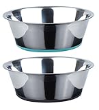 PEGGY11 Tiefer Hundenapf aus Edelstahl mit rutschfestem Silikon, 2er Pack,...