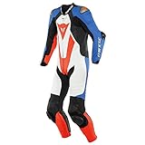Dainese Laguna SECA 5 1-Teiler Perforierte Motorrad Lederkombi (White/Black/Blue,46)