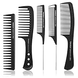 Popuppe 5 Stücke HaarKamm Set,Barbier Kamm mit Griff Haarstyling Zahnkamm Antistatischer...
