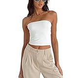 Yassiglia Sommer Bandeau Top Damen Schulterfrei Crop Tops Ärmellos Rückenfrei...