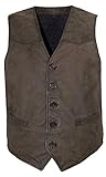 Maddox - Herren Lederweste Lammnubuk Dunkelbraun Größe 52