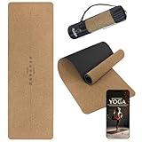 ALPIDEX Kork Yogamatte 183 x 61 x 0.6 cm E-Book Fitness Pilates Matte Schadstofffrei...