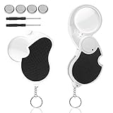 AFUNTA Lupe mit LED-Licht, 2 Stück 5-fache Taschenlupe mit 2 Stück...