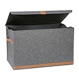 LOVE IT STORE IT Premium Aufbewahrungsbox mit Deckel groß - Truhe aus Leinen - Verstärkt...