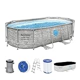 Bestway Power Steel Swim Vista Series Frame Pool Komplett-Set mit Filterpumpe...
