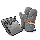 LauterSchutz® Topflappen und Ofenhandschuhe im Set - extra weiche, waschbare & recyclete...