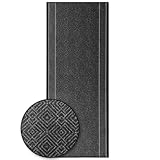KARAT Premium Teppichläufer mit Muster - 80 x 150 cm, Anthrazit - Modernes Rauten-Design...