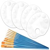 Outtshop Mischpalette, 4 Stück Farbpalette Mit Griffloch und 20 Pinsel,...