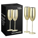Oak & Steel Premium Edelstahl-Sektgläser in Gold (2 Stück, 280ml) -...