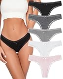 KNITLORD Bambusfaser String Tanga Damen Spitze Unterhosen Weich Unterwäsche...