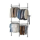 SoBuy KLS03-SCH Kleiderständer Garderobenständer mit 4 Kleiderstangen Teleskop...