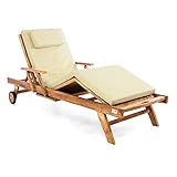 Divero Sonnenliege Holzliege Gartenliege Teak-Holz behandelt mehrfach...