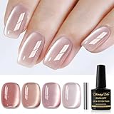 Shining She UV Nagellack Jelly Magnet CatEye,4 Farben Klassischer Kristalle Cat Eye Nude...
