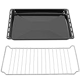 ICQN 42.2 x 37 cm Backbleche & Gitter Set, 3 cm Tief Emailliert Fettpfanne und...